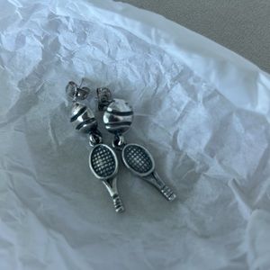 Tennis Ball and Racket Dangle Earrings